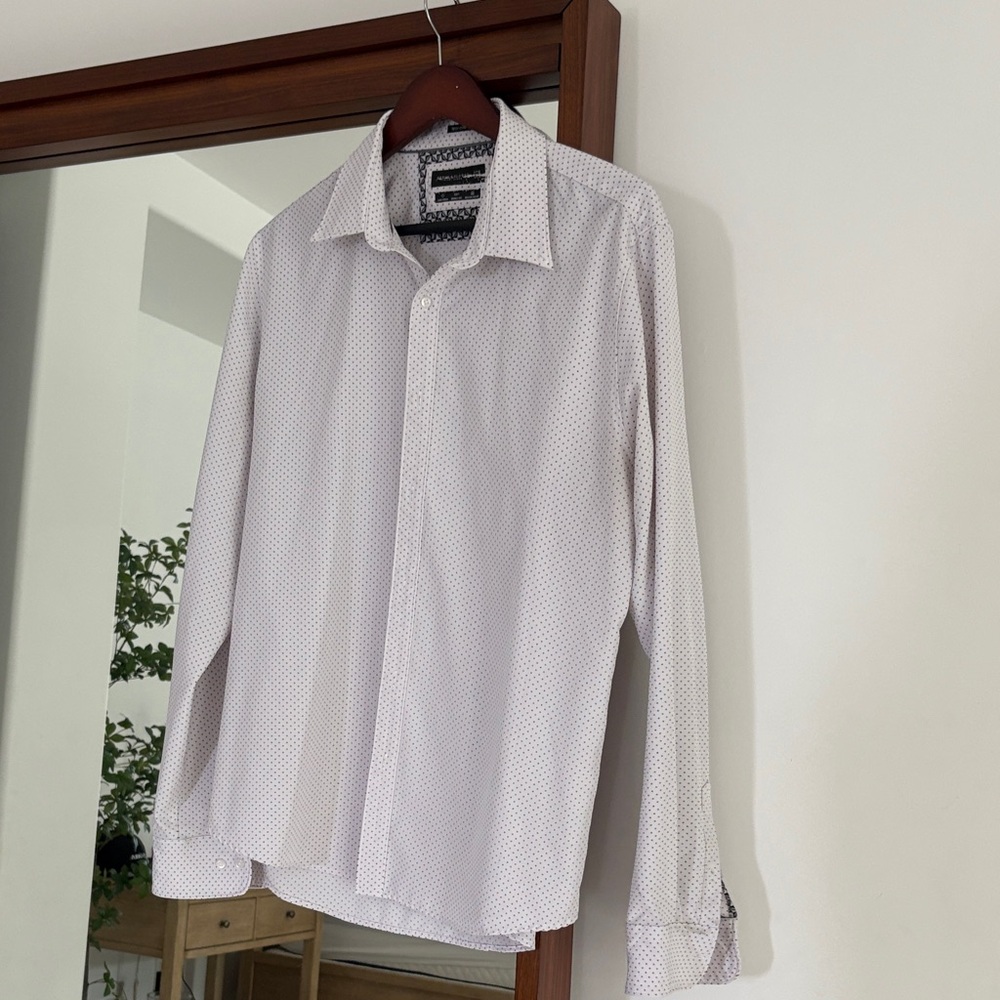 Denim & Flower White Geometric Button Down Shirt